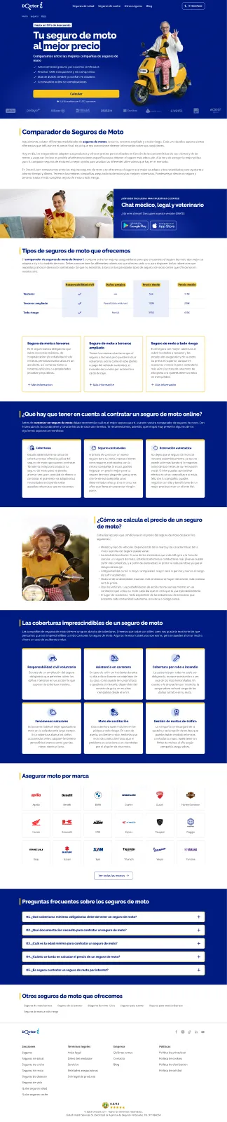 Landing de Seguros de Moto — mismo patrón adaptado a marcas y coberturas de motocicleta