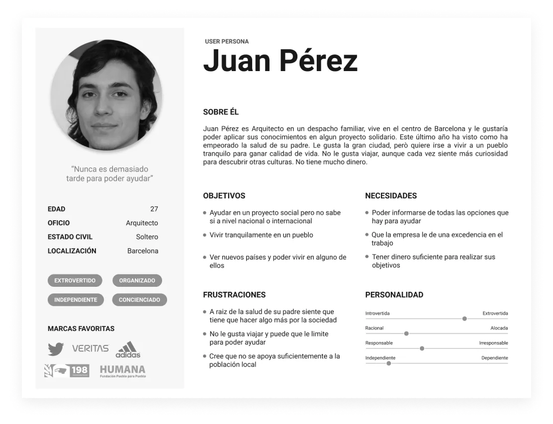 User Persona — Motivado por la causa, frustrado por la experiencia