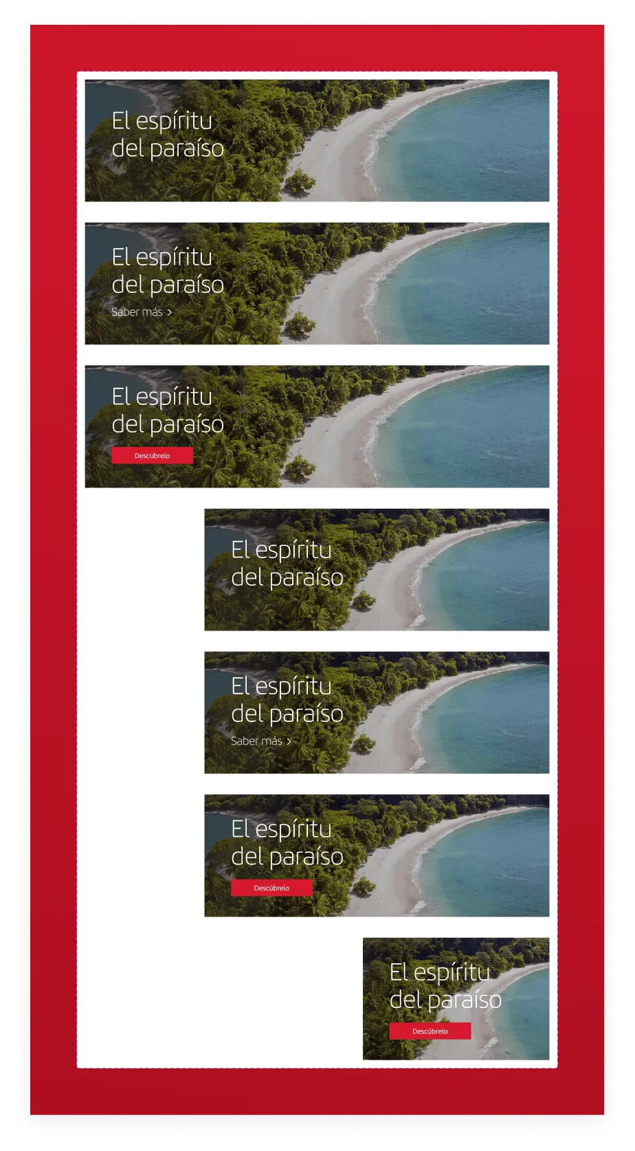 Hero banners: variantes responsive con imagen de fondo, título y CTA