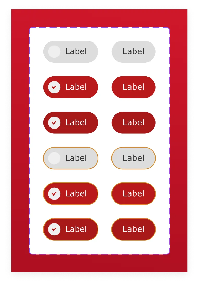 Toggles y chips: componentes de selección con todas sus variantes de estado