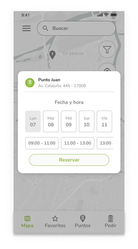 Reserva — Selección de ubicación