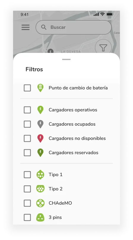 Filtros — Tipo de punto y disponibilidad