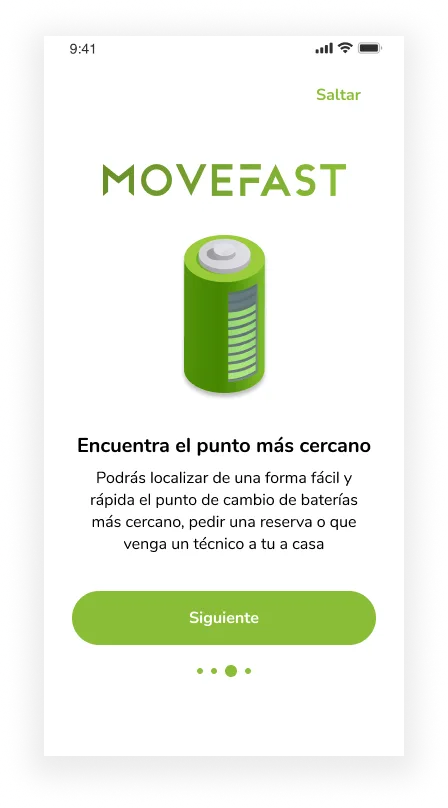Onboarding — "Puntos de cambio de batería cerca de ti"