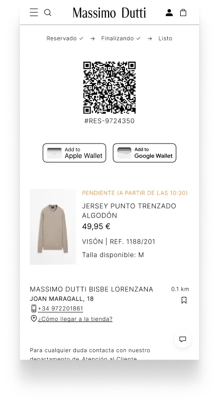 Tracking in-app con estados progresivos y hora estimada