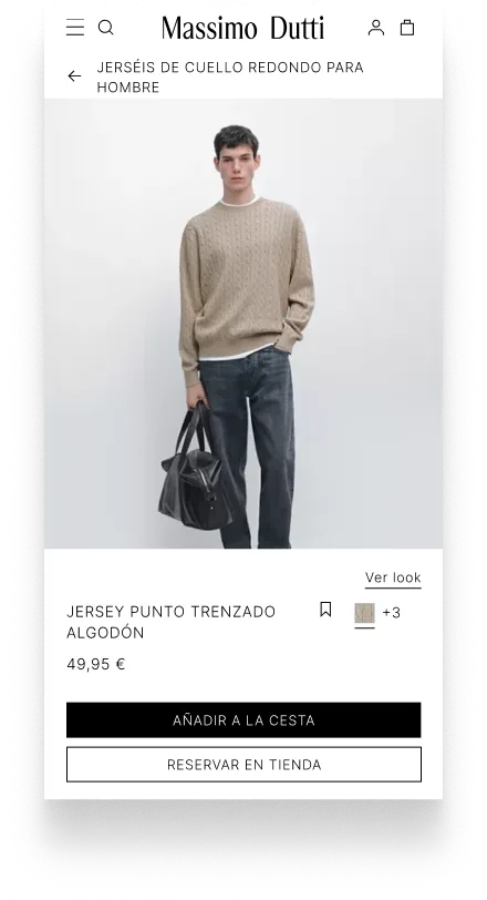 Variante B: botón secundario con igual prominencia — "Reservar en tienda"