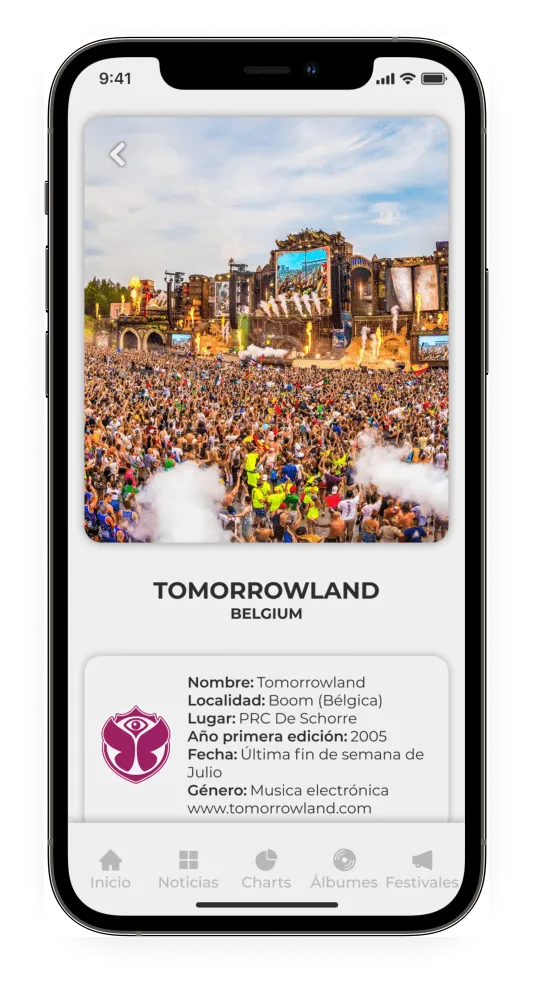 Festivales — Detalle de festival (Tomorrowland)