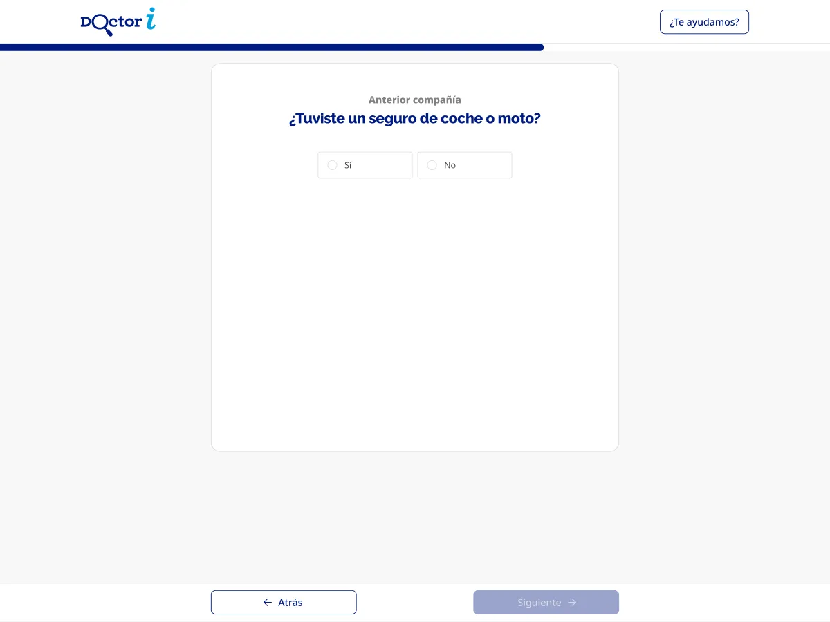Paso 19 — pregunta sobre la compañía aseguradora anterior