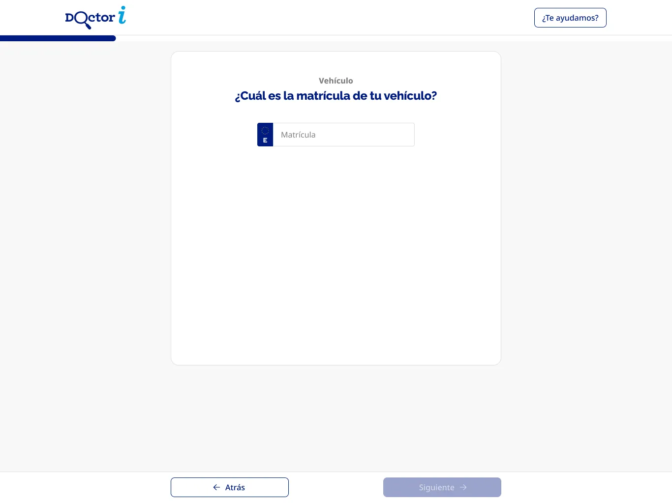 Paso 5 — matrícula: un único campo, nada más en pantalla